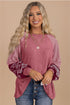 Contrast Print Striped Raglan Crew Neck Loose Long Sleeve Top